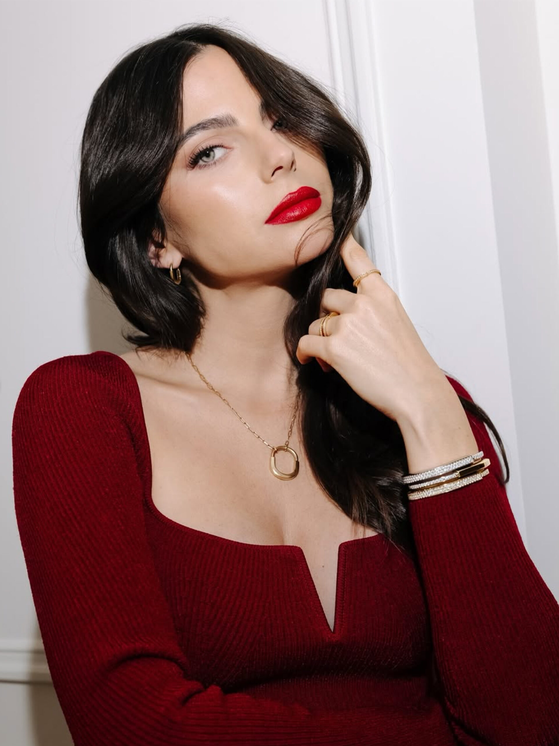 Scarlet Notch-Neck Top